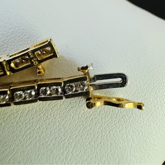 14K Yellow Gold Diamond Box Tennis Bracelet Double Set - Picture 5 of 5